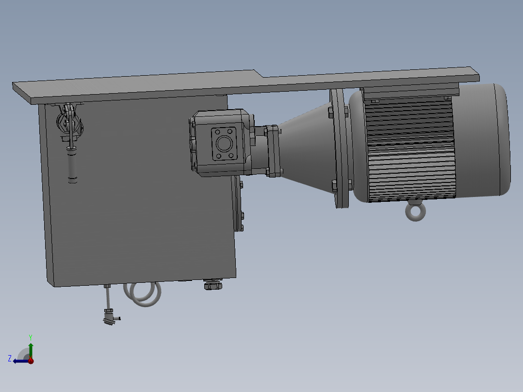 油泵单元 油箱电机装配右视图