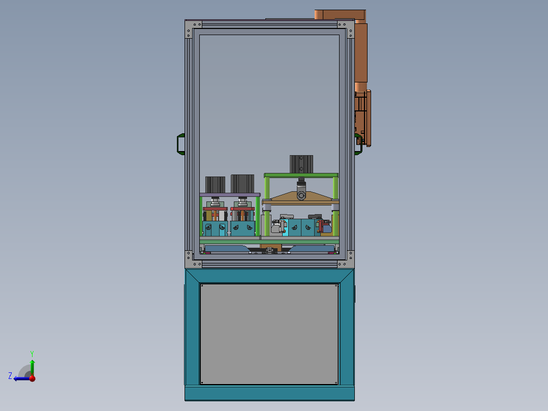 2ZY前门外水切半自动冲切机（sw18可编辑+cad+bom）右视图