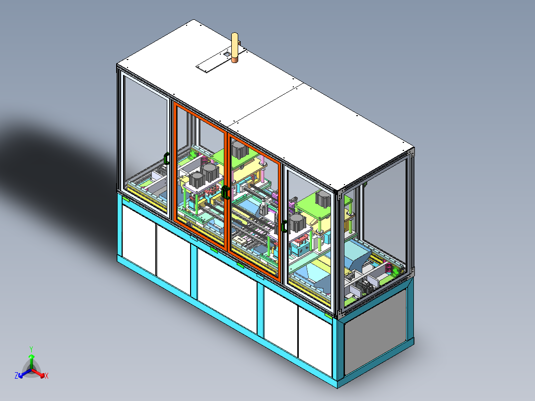 2ZY前门外水切半自动冲切机（sw18可编辑+cad+bom）正等轴测图