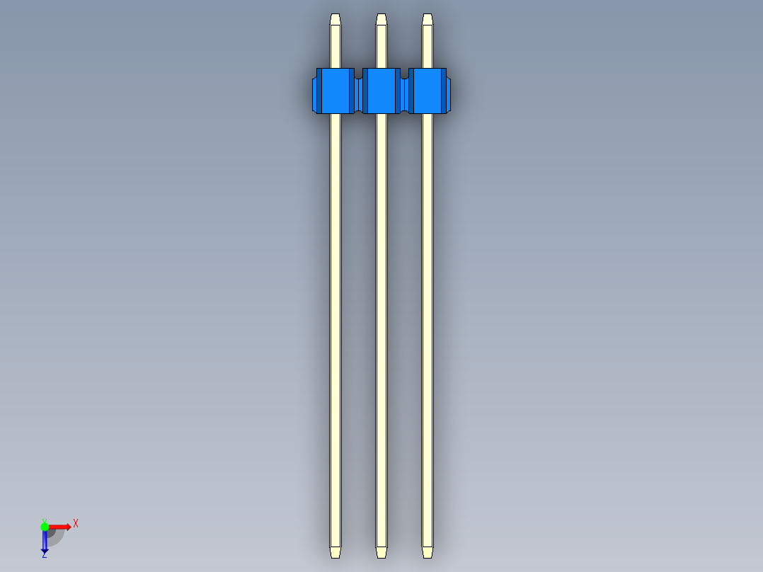 彩色公头100mil（2.54mm）系列-DS1021_blue_3x03p_100mil_Type43_rev1.0俯视图