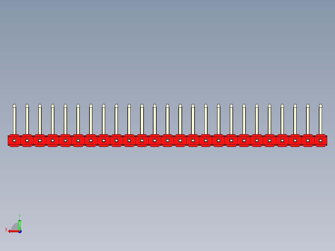 彩色公排针 100mil 2.54mm 系列-DS1022_red_25p_100mil_TypeU_rev1.0后视图