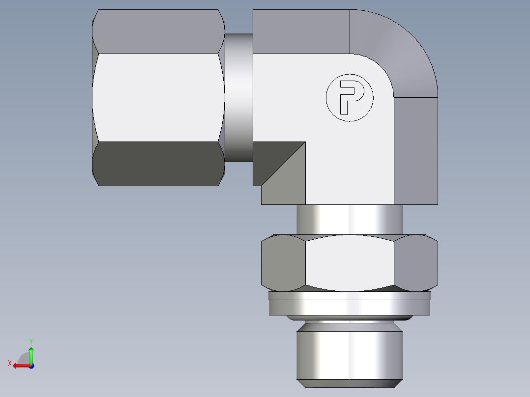 卡套式工业通用硬管接头EO_Adjustable_Locknut_elbow_WEE08ZSRCF后视图