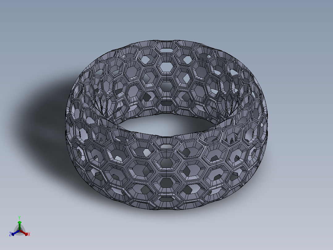 蜂窝环形戒指正等轴测图