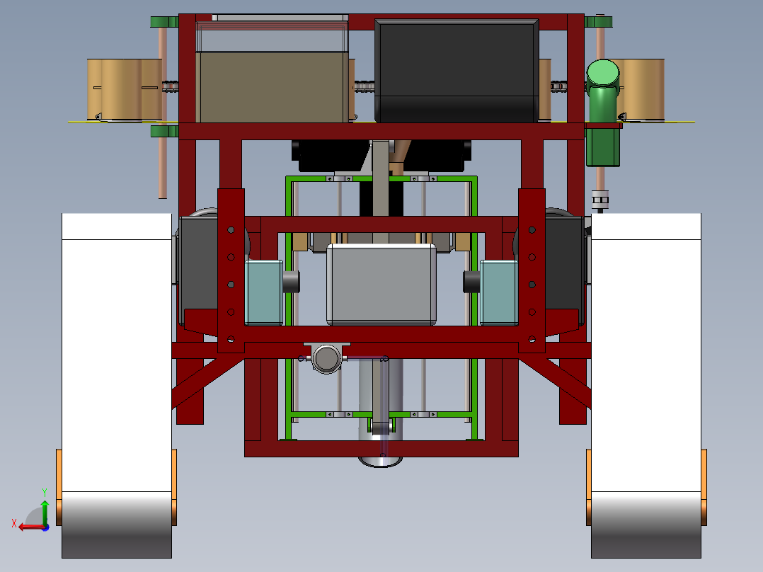 履带小车模型后视图