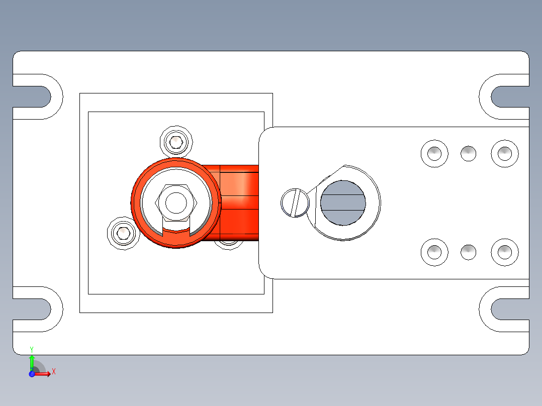 后钢板弹簧吊耳 机械加工工艺规程及钻φ30孔夹具设计【SW夹具三维】====ku前视图