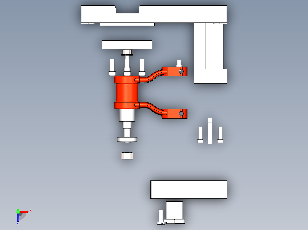 后钢板弹簧吊耳 机械加工工艺规程及钻φ30孔夹具设计【SW夹具三维】====ku俯视图