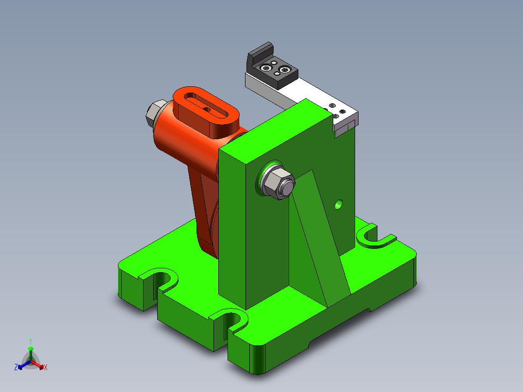 拖拉机变速箱拨叉加工工艺及铣槽夹具设计【含三维SolidWorks】【原创设计】正等轴测图