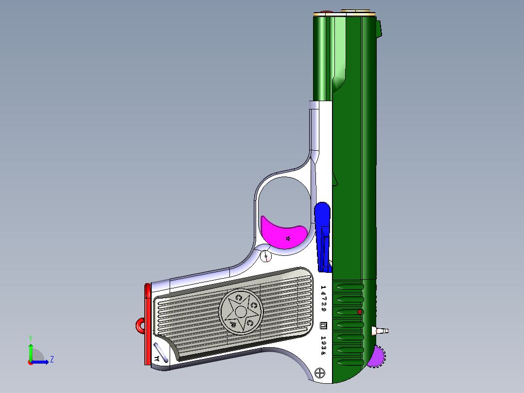 3Dmax Tokarev TT-33手枪结构图左视图