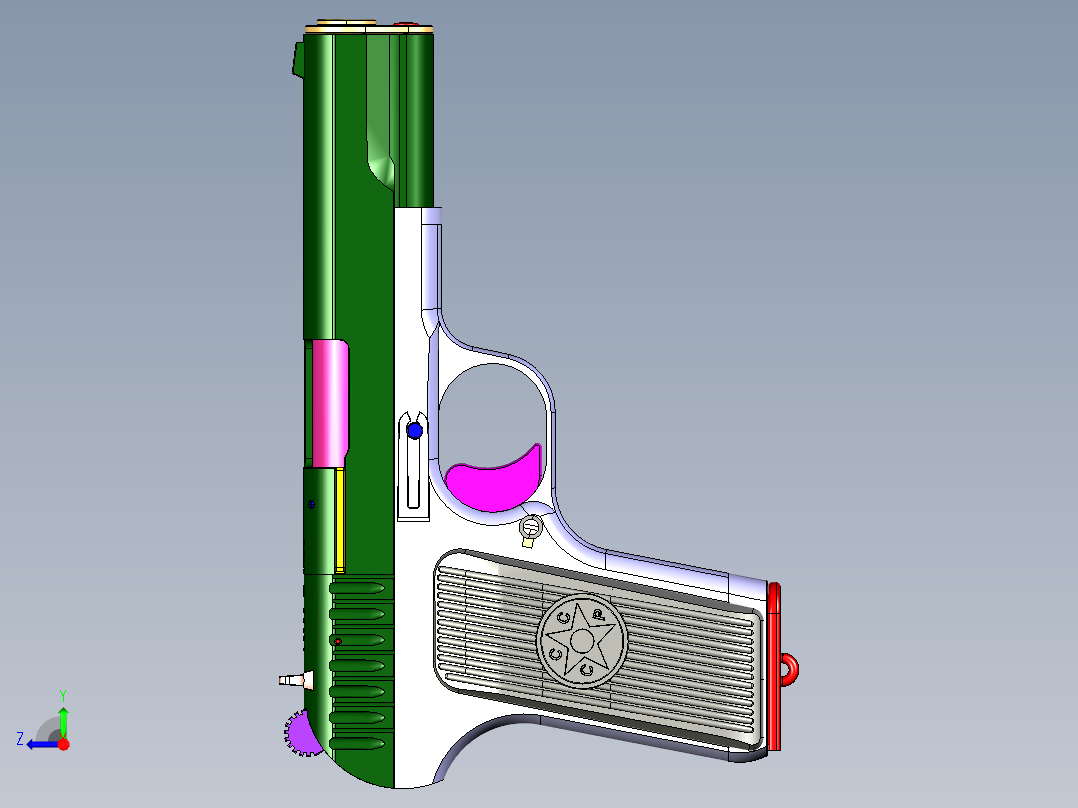 3Dmax Tokarev TT-33手枪结构图右视图