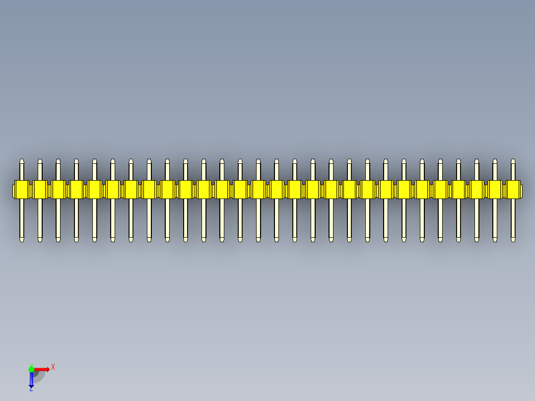 彩色公头100mil（2.54mm）系列-DS1021_yellow_1x28p_100mil_Type1_rev1.0俯视图