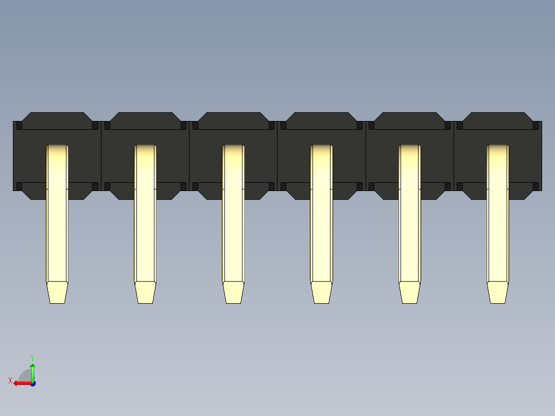 彩色公排针 100mil 2.54mm 系列-DS1022_black_1x06p_100mil_TypeD_rev1.0后视图