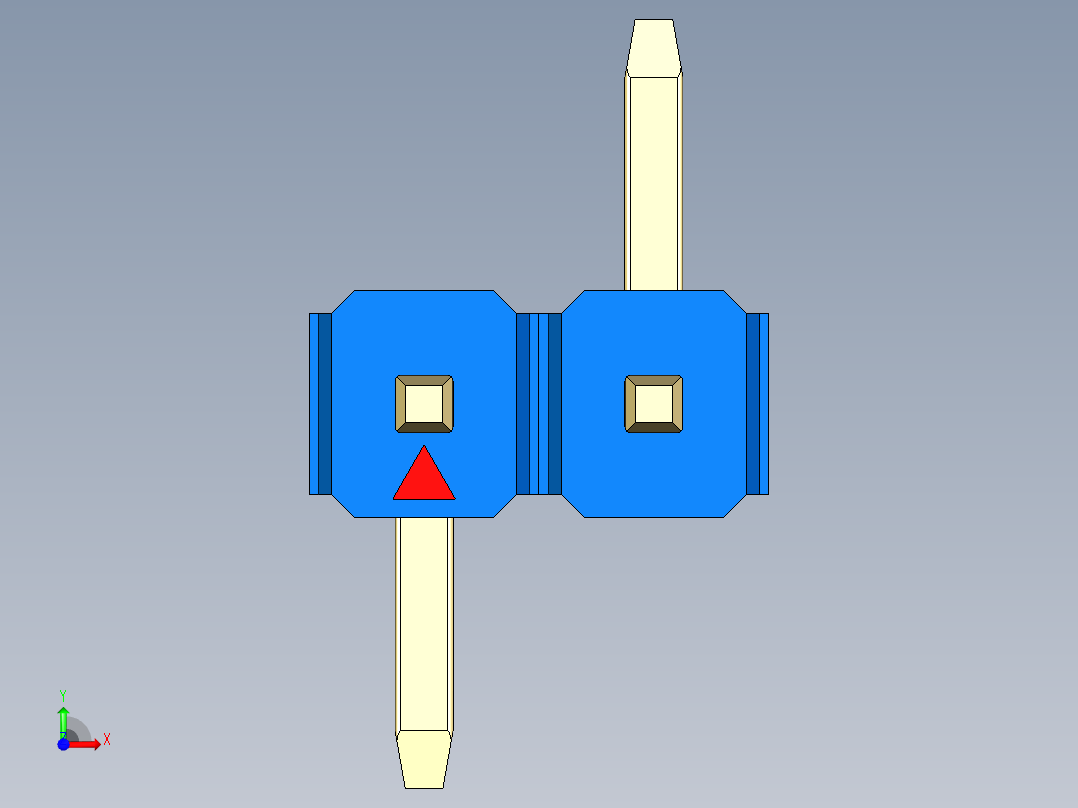 彩色公排针 100mil 2.54mm 系列-DS1022_blue_02p_100mil_Type_SMT_R2_rev1.0前视图