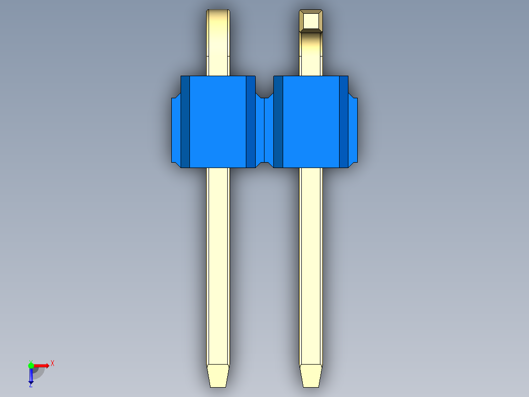彩色公排针 100mil 2.54mm 系列-DS1022_blue_02p_100mil_Type_SMT_R2_rev1.0俯视图