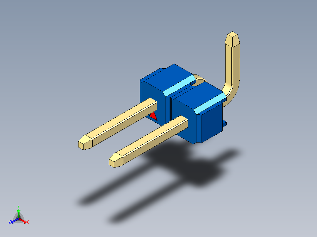 彩色公排针 100mil 2.54mm 系列-DS1022_blue_02p_100mil_Type_SMT_R2_rev1.0正等轴测图