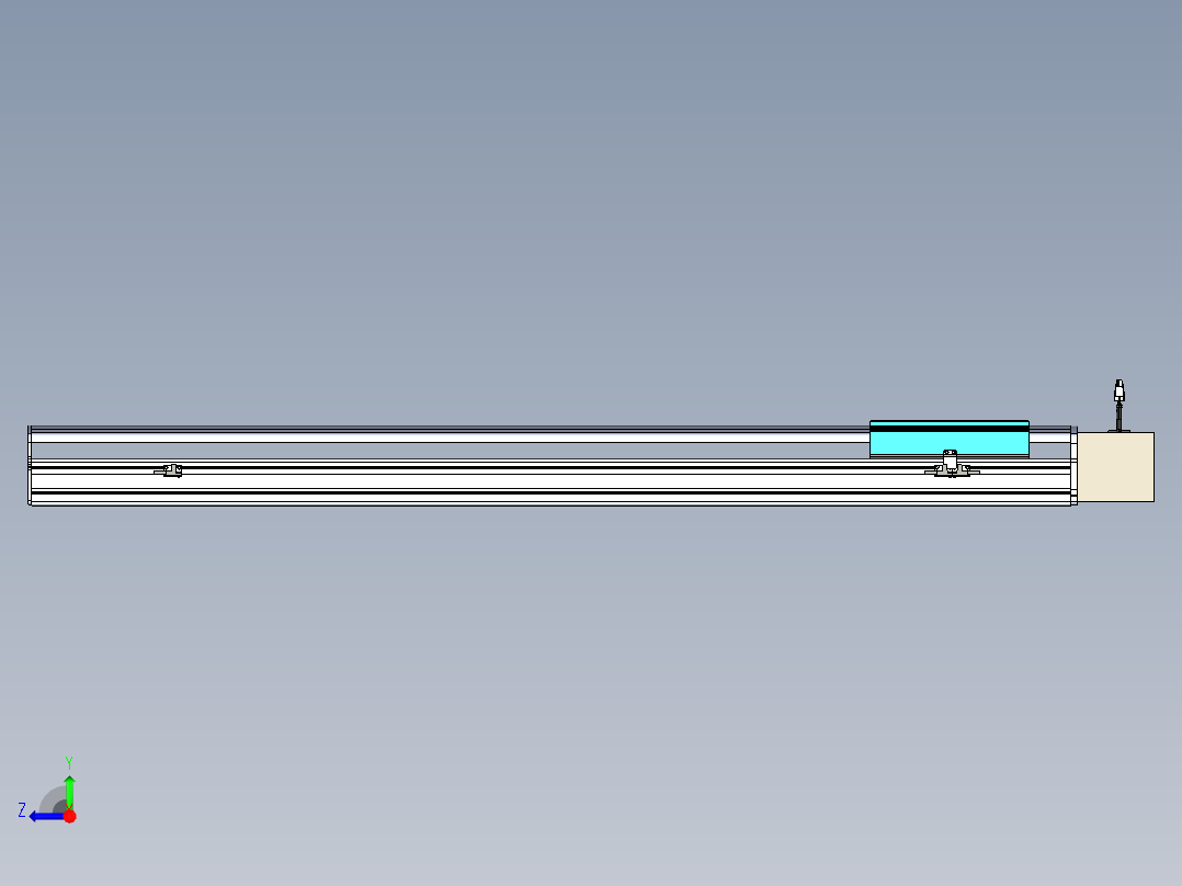 同步带滑台-半封闭B22-L100-C-S1100-L-P75-D3-N5右视图