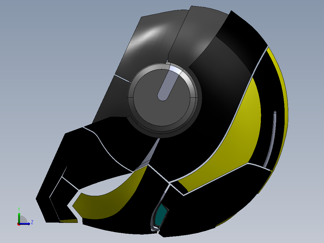 黑色黄色铁头盔左视图