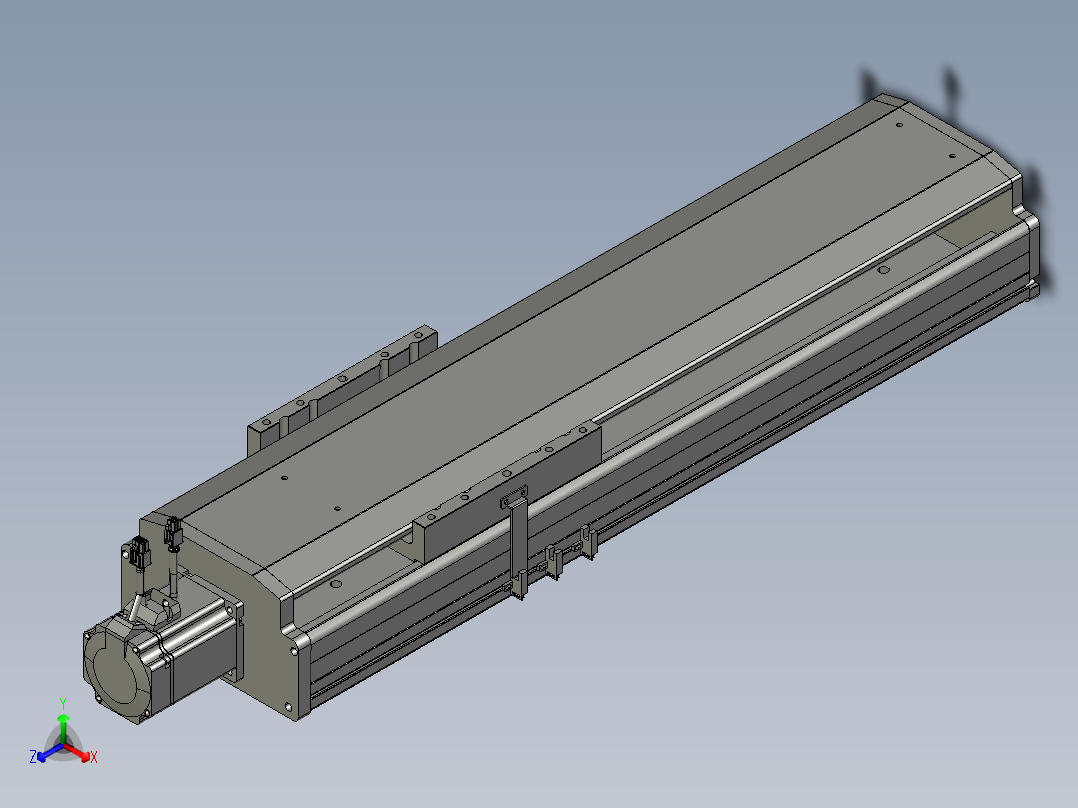 东锦丝杆传动-直线滑台模组DH210-C-L10-S450-BC-P750W-C3正等轴测图