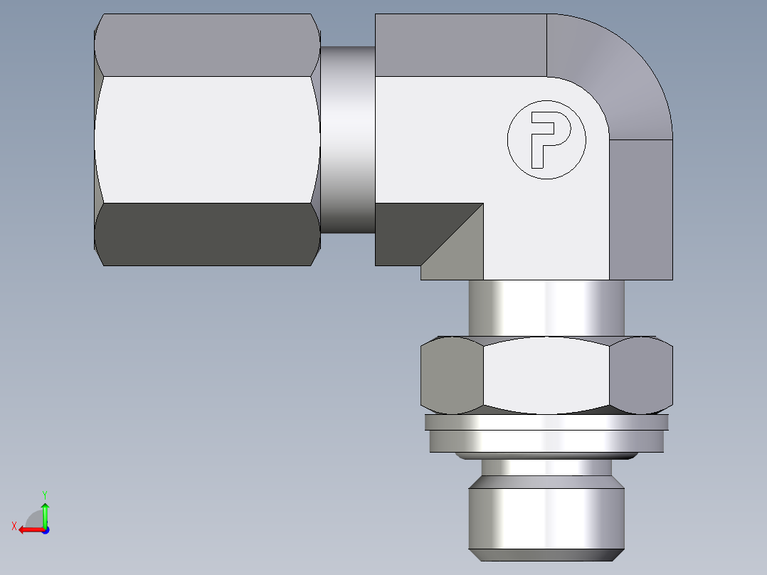 卡套式工业通用硬管接头EO_Adjustable_Locknut_elbow_WEE06ZLMCF后视图
