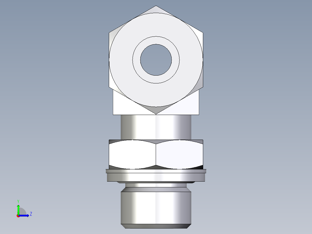 卡套式工业通用硬管接头EO_Adjustable_locknut_branch_tee_TEE12SMCF左视图