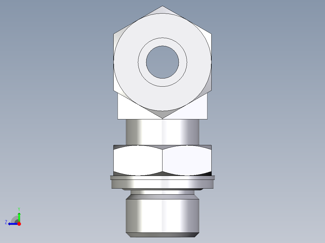 卡套式工业通用硬管接头EO_Adjustable_locknut_branch_tee_TEE12SMCF右视图