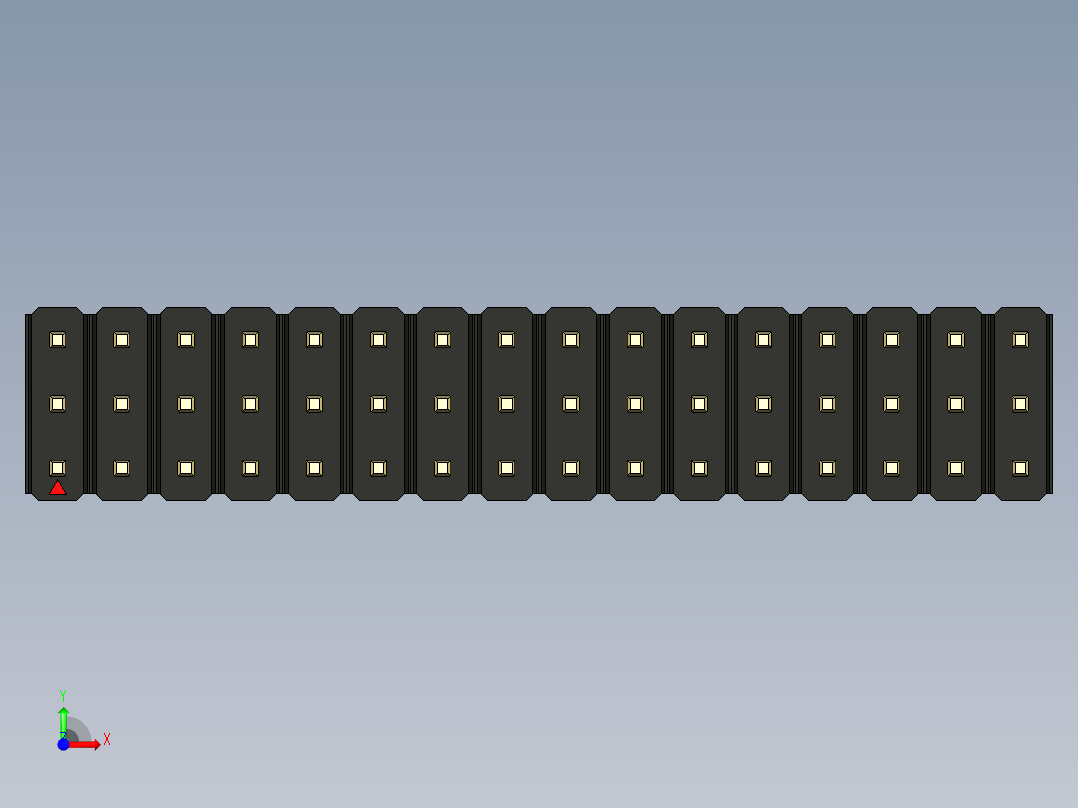彩色公头100mil（2.54mm）系列-DS1021_black_3x16p_100mil_Type19_rev1.0前视图