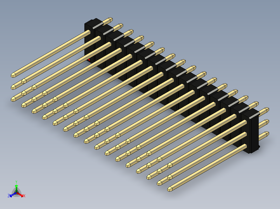 彩色公头100mil（2.54mm）系列-DS1021_black_3x16p_100mil_Type19_rev1.0正等轴测图