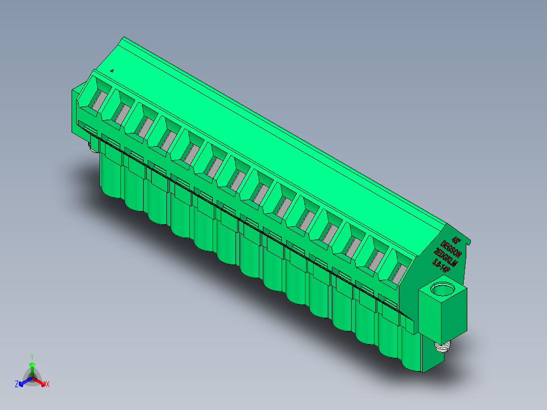 DEGSON 2EDG（M） 系列 5.0mm 螺丝锁紧可插拔接线端子组-2EDGKLM-5.0-14P-14-00AH正等轴测图