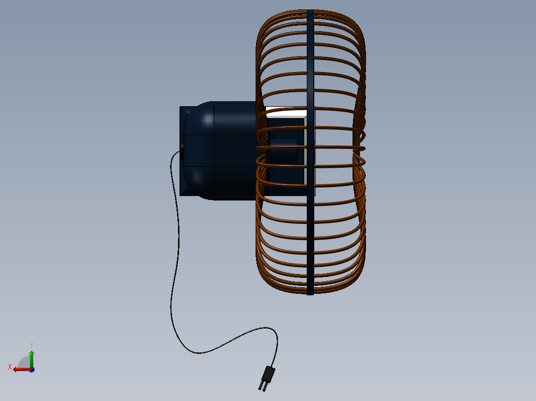 带电线的风扇后视图