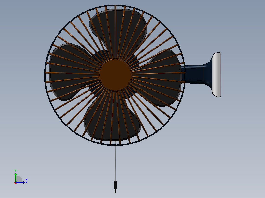 带电线的风扇左视图