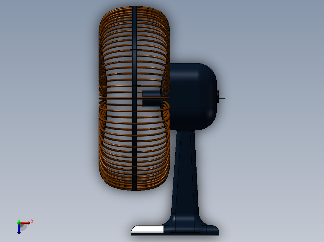 带电线的风扇俯视图