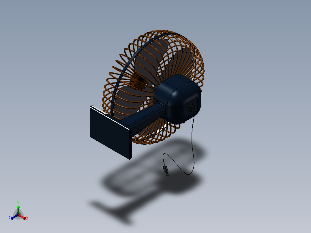 带电线的风扇正等轴测图