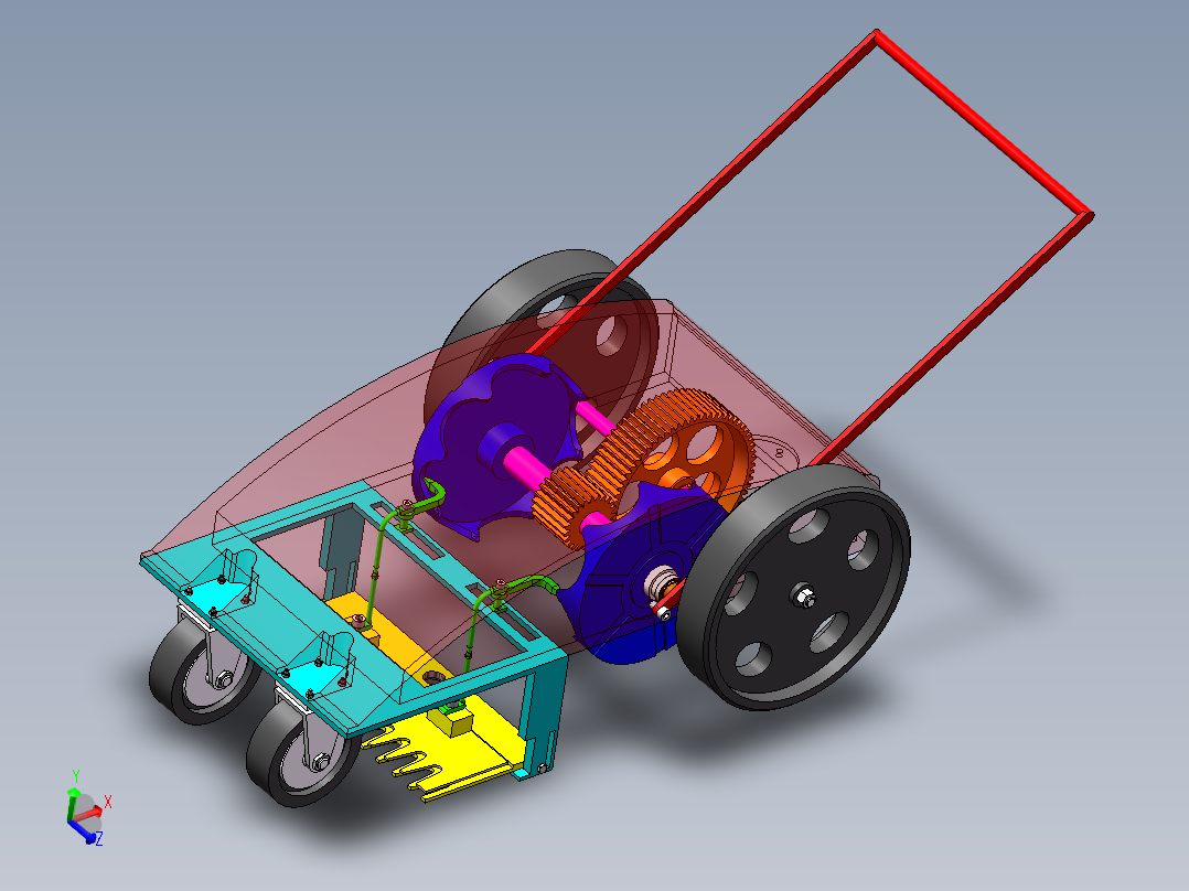 手推式割草机模型设计含三维二维说明书