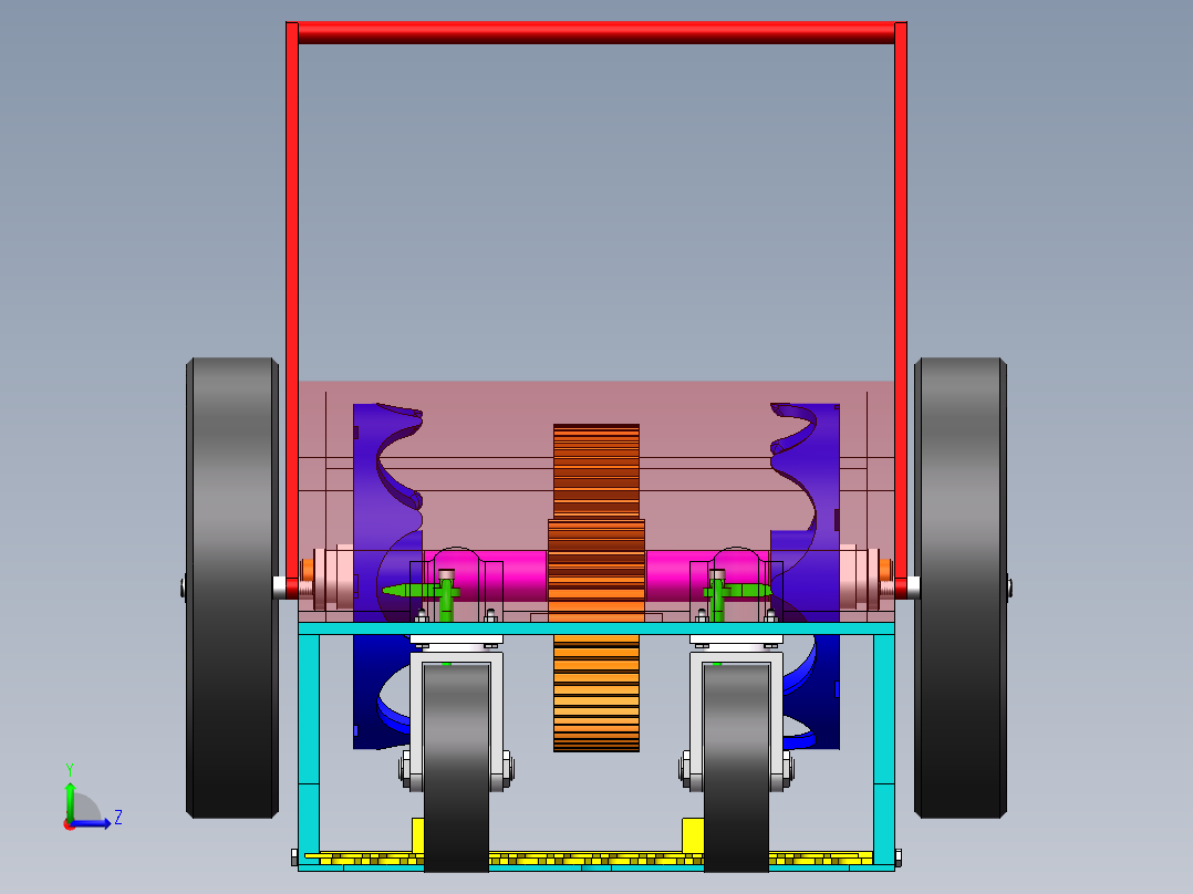 手推式割草机模型设计含三维二维说明书左视图