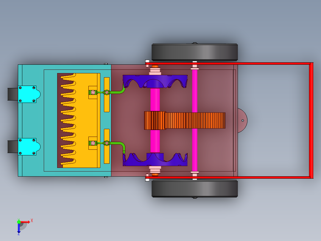 手推式割草机模型设计含三维二维说明书俯视图