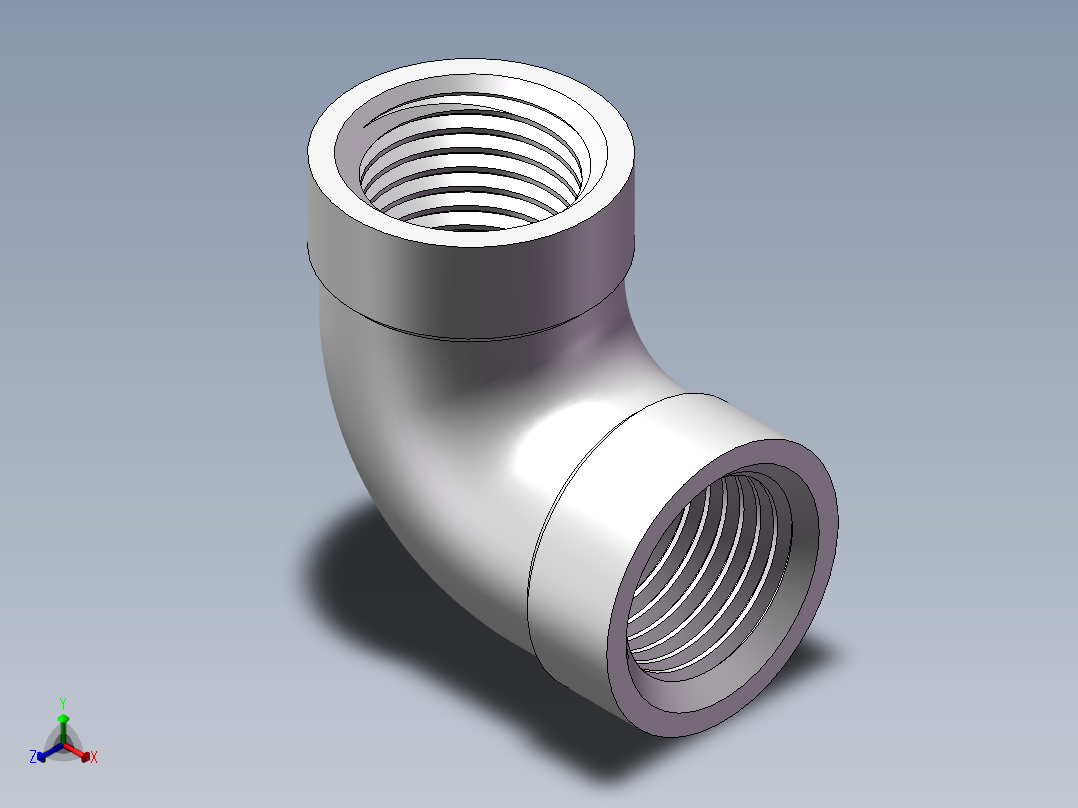 弯头-90°等径 DN8正等轴测图