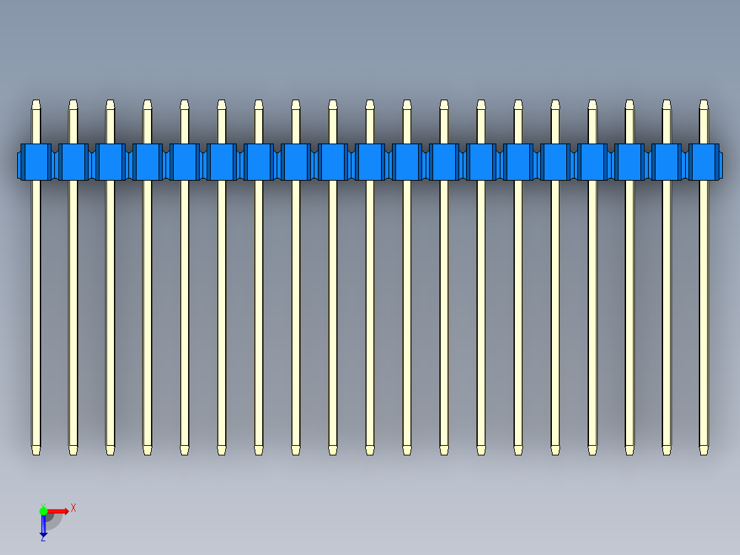 彩色公头100mil（2.54mm）系列-DS1021_blue_1x19p_100mil_Type19_rev1.0俯视图