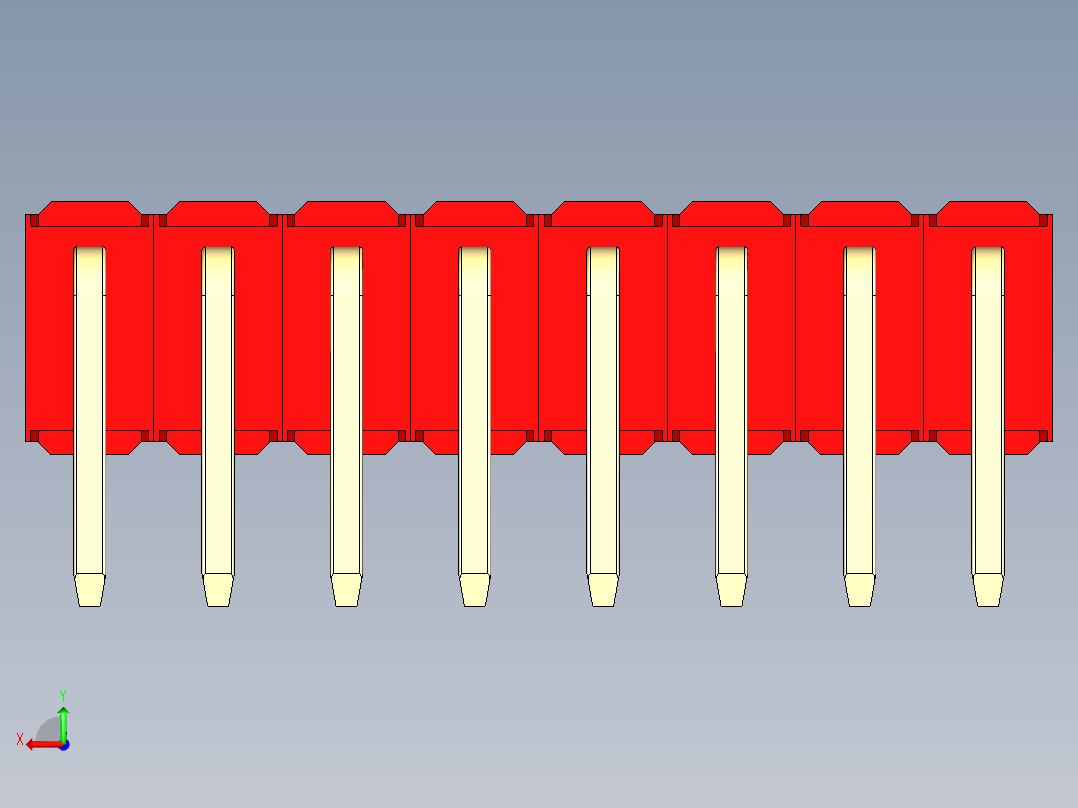彩色公排针 100mil 2.54mm 系列-DS1022_red_2x08p_100mil_TypeD_rev1.0后视图