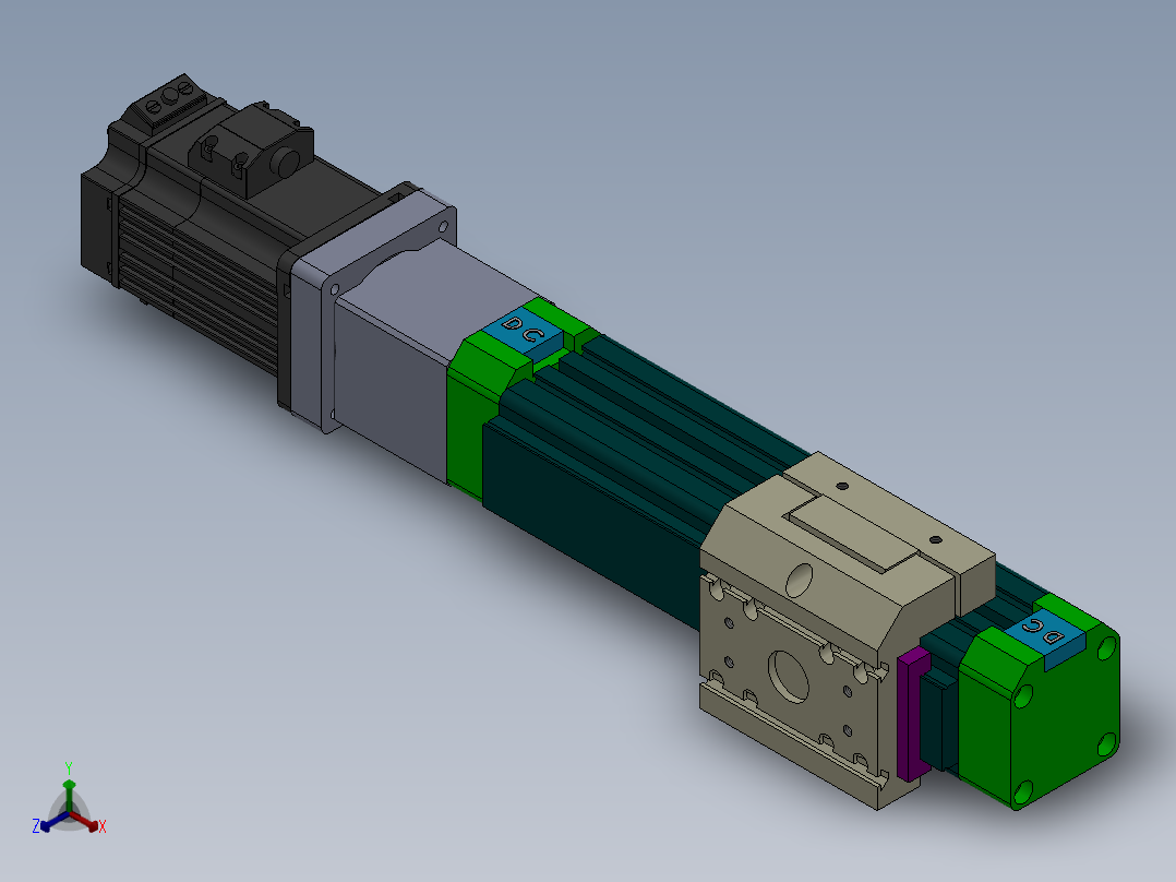 丝杆式模组DC64A-SP-MG（100-1500mm）正等轴测图