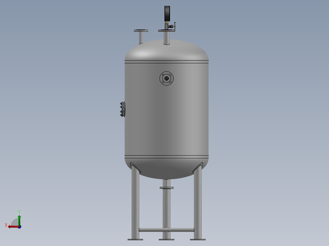 0.5立方不锈钢冷凝水罐三维模型后视图