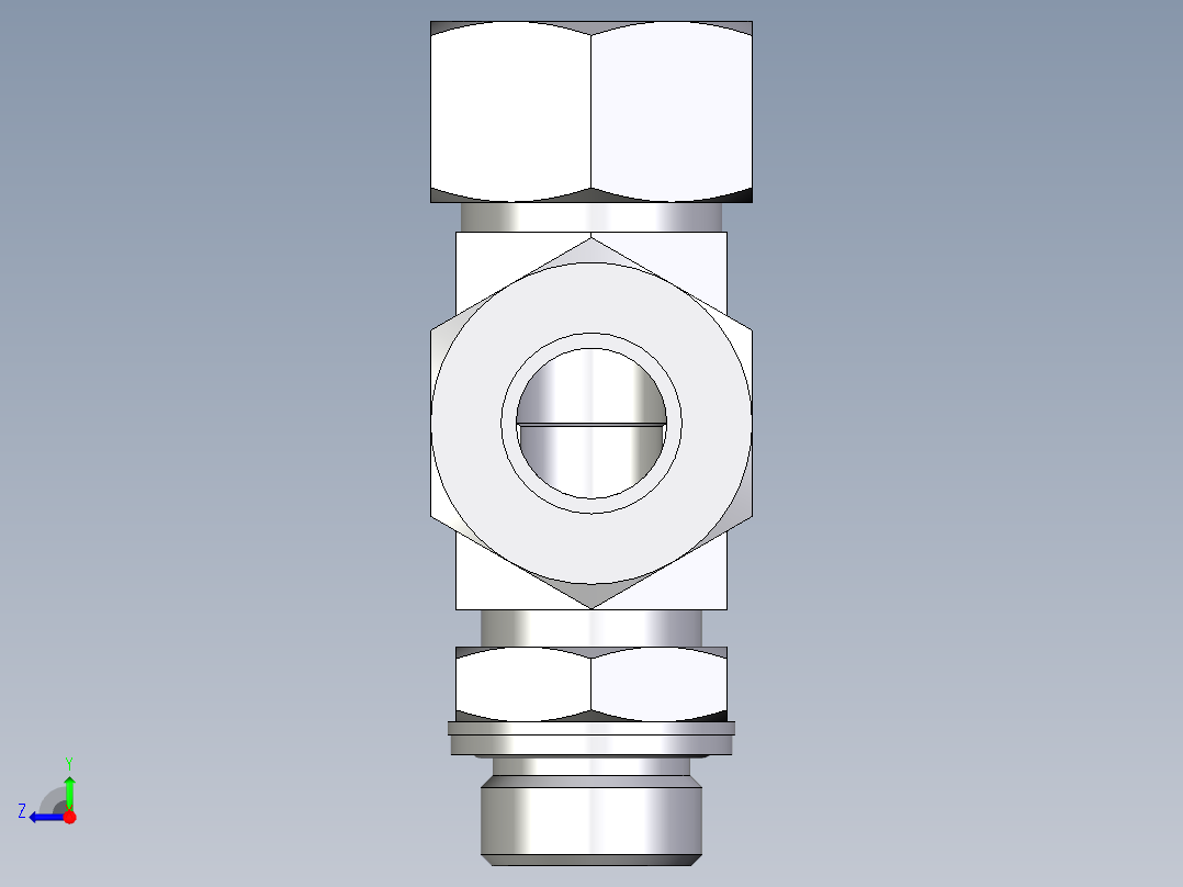 卡套式工业通用硬管接头EO_Adjustable_locknut_run_tee_LEE18ZLMCF右视图
