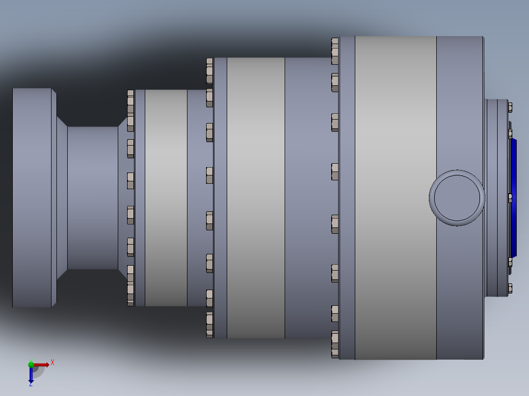 盾构掘进机刀盘驱动系统三级行星齿轮减速机俯视图