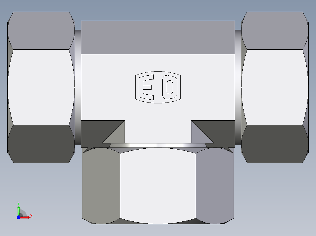 卡套式工业通用硬管接头EO_Swivel_nut_branch_tee_ET28LCF前视图