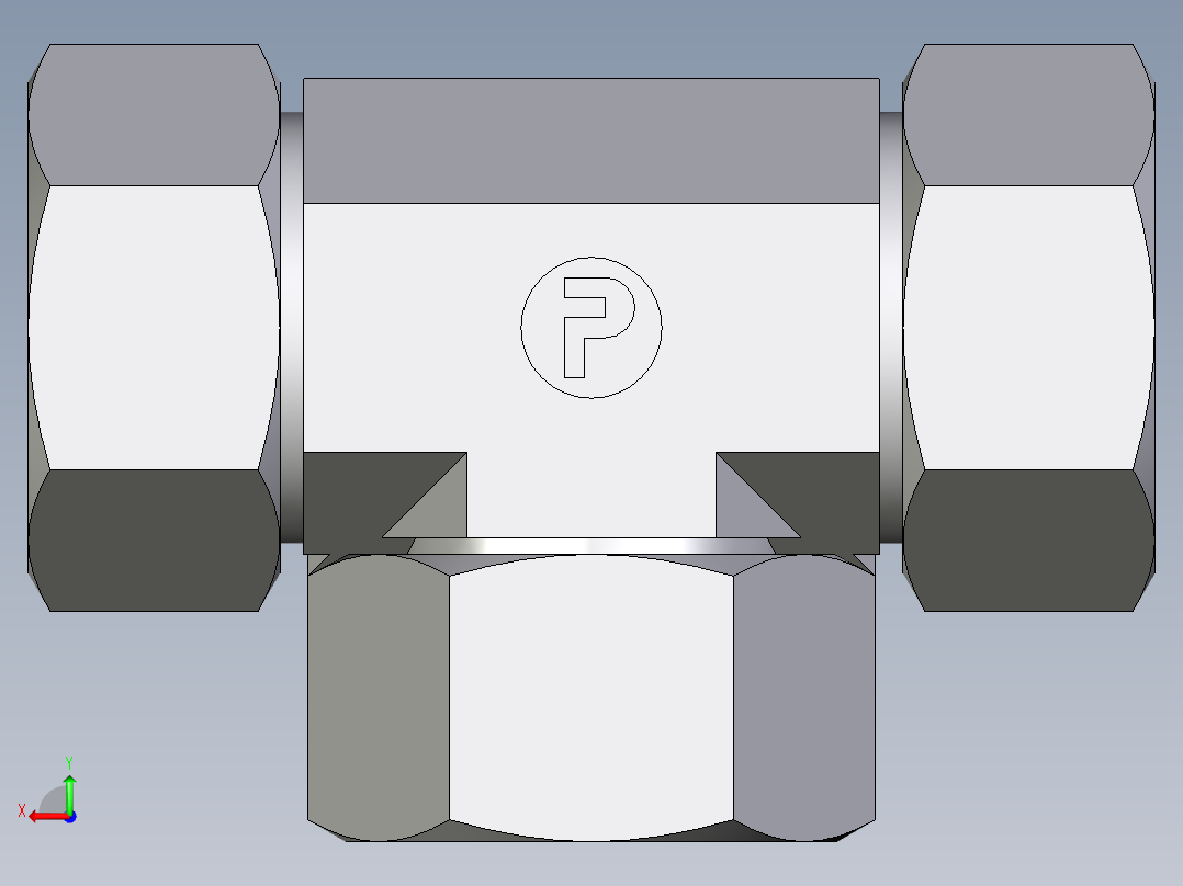 卡套式工业通用硬管接头EO_Swivel_nut_branch_tee_ET28LCF后视图