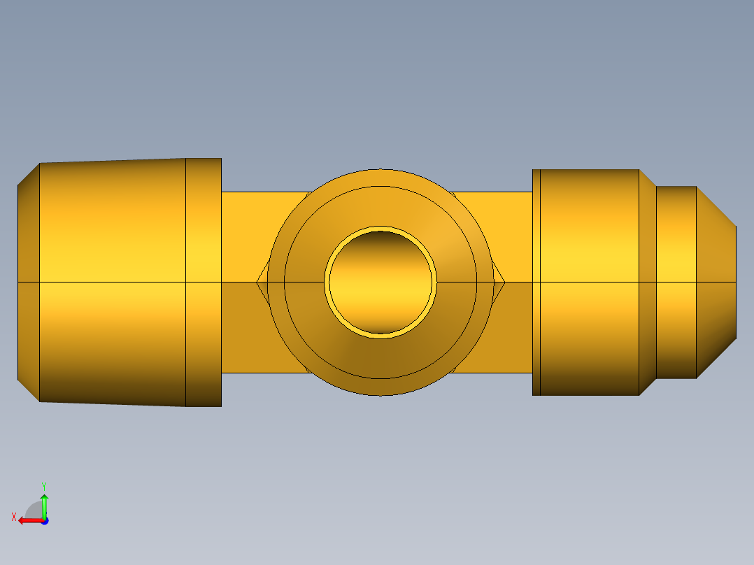 扩口式工业通用硬管接头Male Run Tee 151F-6-6后视图