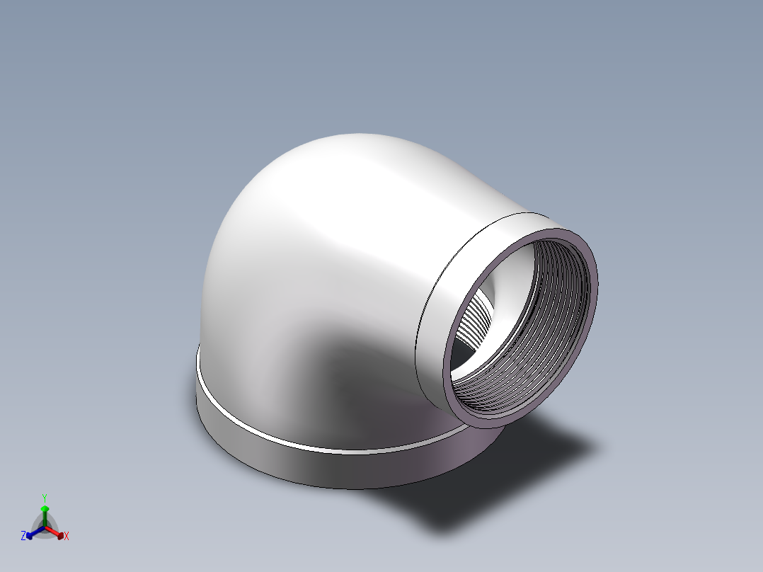 弯头-异径内丝 DN80-DN50正等轴测图