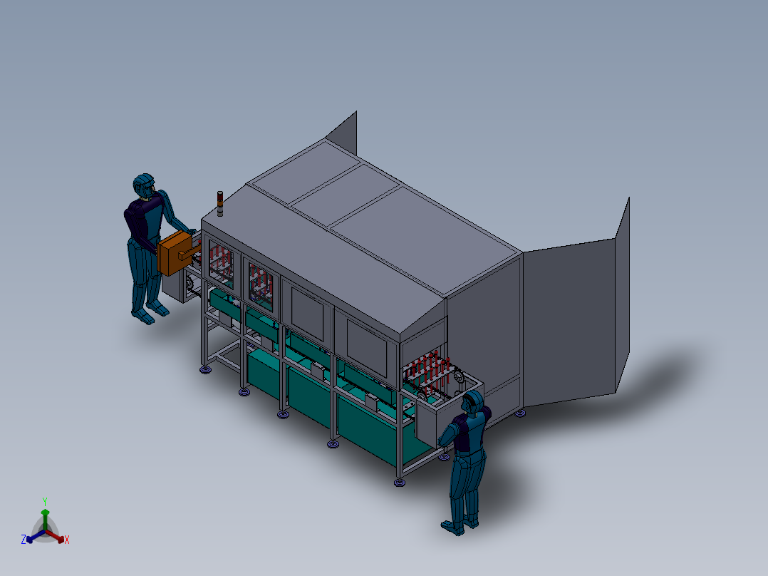 通道式高压喷淋清洗机正等轴测图