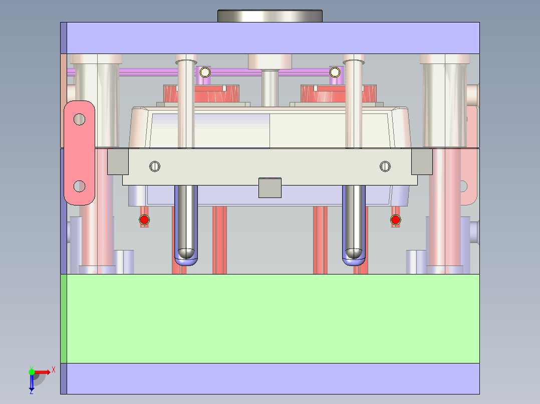 汽车前雾灯饰圈全套模具图俯视图
