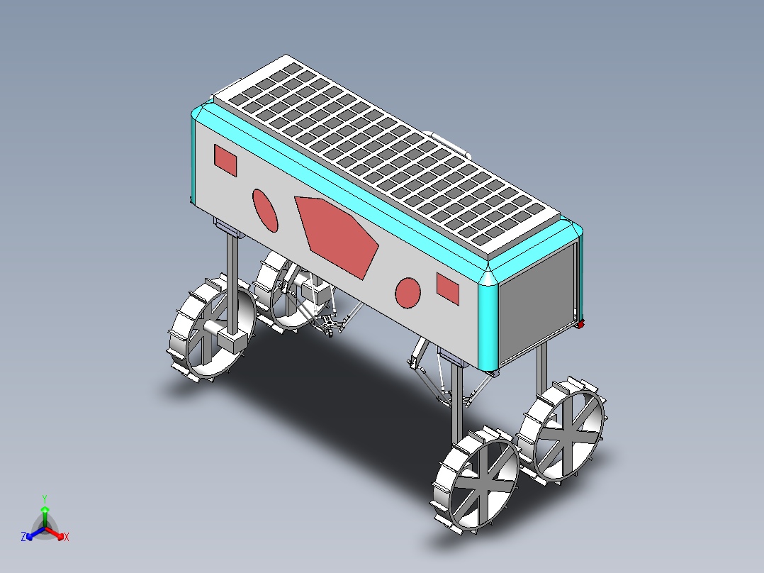 除草机器人农机正等轴测图