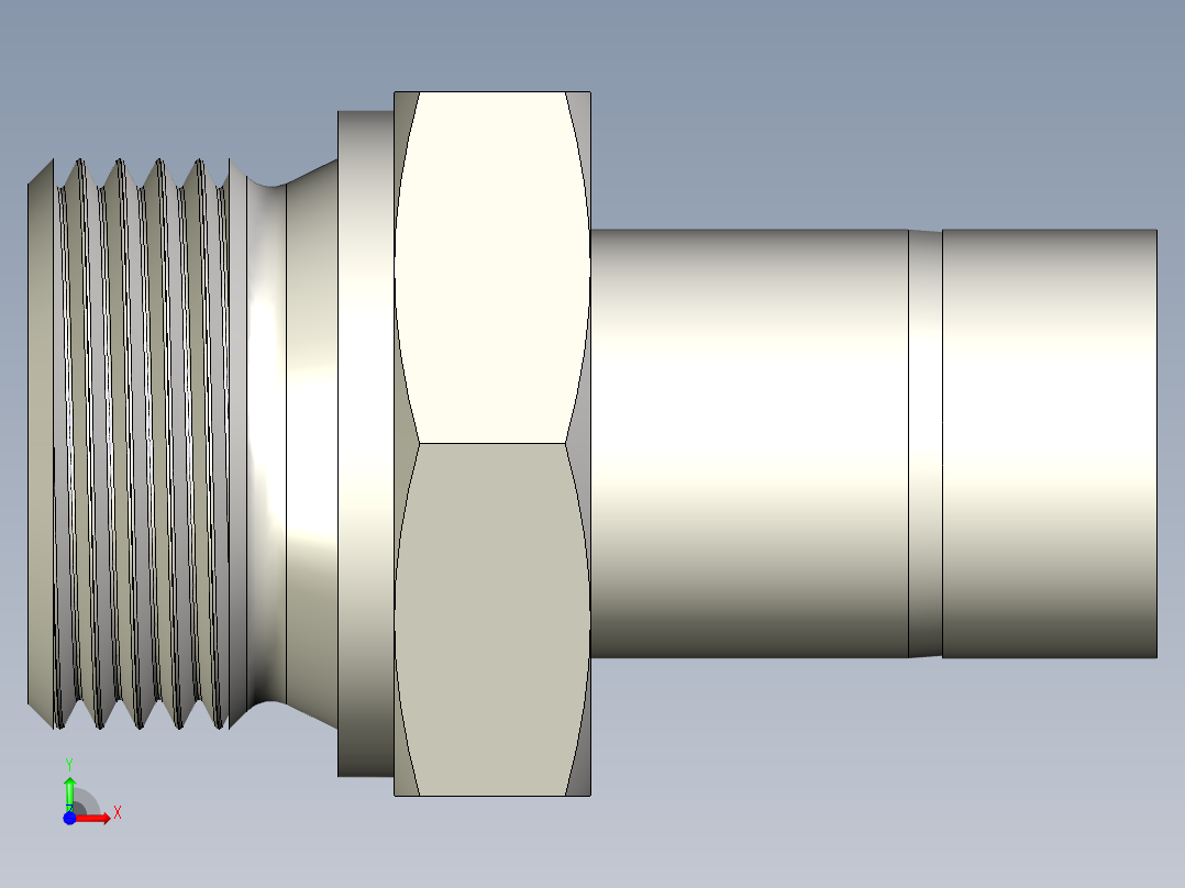 不锈钢Hy-Lok管接头，外螺纹管接头，25 mm管外径x 1英寸前视图