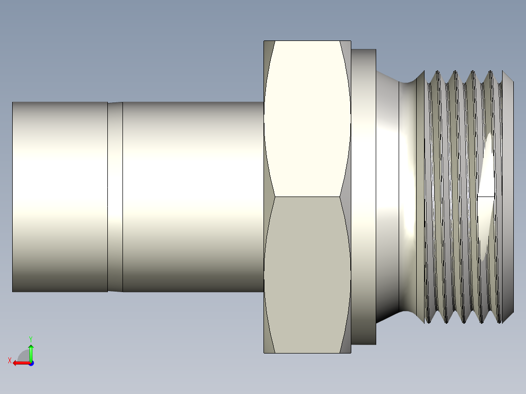 不锈钢Hy-Lok管接头，外螺纹管接头，25 mm管外径x 1英寸后视图